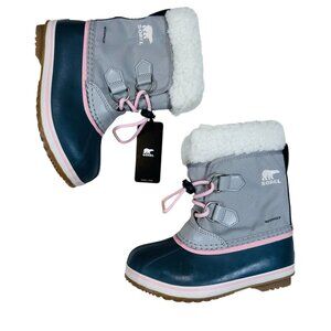 Sorel YOOT PAC Waterproof Nylon 13 Girls Pink Snow Boots Insulated Lace Up Outdo